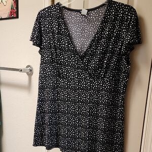 Perseption Black and White Starry Blouse